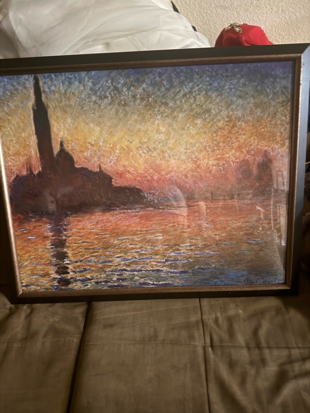 adidas Sunset Canal Impressionist Painting - Orange, Blue, Gold